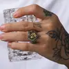 Europa e Estados Unidos tendência de moda personalidade transfronteiriça padrão de caveira punk anel masculino anel de aço titânio retrô atacado
