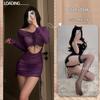 Lencería sexy para mujer, uniforme sexy y caliente, transparente, de manga larga, vestido tubo, traje de tentación, venta al por mayor, 260