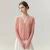Nuevo cárdigan de punto para mujer de otoño e invierno 100% cachemira pura, abrigo liso simple, top cómodo y suave de manga larga, moderno