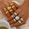 Joias Femininas Europeias e Americanas de Venda Quente Transfronteiriças, Anéis Abertos Geométricos Assimétricos, Anéis Versáteis de Metal de Alto Padrão