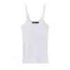 Moda de Verano Nueva para Mujer Estilo Europeo y Americano Transfronterizo Sencillo Color Sólido Sin Mangas Sexy Ajustado Canalé Camisola Camiseta Top