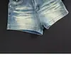 Shorts de mezclilla de tiro alto en línea A para mujer, nuevo estilo 2026, shorts ajustados elásticos para petite para un look adelgazante