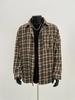Camisa a Cuadros Manga Larga Color Marrón Maillard para Hombre Primavera Estilo Americano Retro vintage Chaqueta Camisa con Cuello