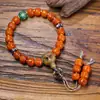 Pulsera Original de Fábrica Vintage de Hueso de Yak con Mantra de Seis Sílabas Xizang DIY Cuentas de Oración Vintage Rosario de Mano