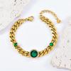 Moda personalizada acero inoxidable sensible al color agua pulsera gruesa redonda diamante pegajoso turquesa pulsera regalo de cumpleaños mujer venta al por mayor