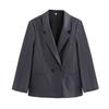 Jaqueta Blazer Casual Europeia e Americana Transfronteiriça com Listras Finas Solta Manga Longa Inverno 2024 Novo E48690