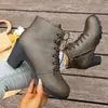 Botas de Moda de Tacón Grueso y Alto para Mujer, Estilo Nuevo de Otoño e Invierno, Punta Redonda, Cremallera Lateral, Tallas Grandes, Botas para Mujer de Comercio Exterior