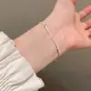 Pulsera de perlas de plata de ley S925 para mujer, pulsera simple y linda con un diseño delicado y lindo, accesorio de joyería de alta gama