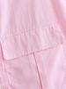 Camisa corta de verano 2023 para mujer, nueva, con solapa a rayas y bolsillos grandes, con decoración que combina con todo.