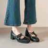 Zapatos Mary Jane Cuadrados Silenciosos Estilo Retro Francés de Nuevo Estilo Primavera para Mujer con Correas Cruzadas y Lazo, Zapatos de Tacón Grueso Suave