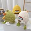 Gorro de Invierno para Bebé con Protección para las Orejas, Gorro de Punto Grueso con Diseño de Dinosaurio Estéreo Lindo, Gorro Cálido a Prueba de Viento con Forro de Felpa para Niños