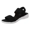 Sandalias de Talla Grande Transfronterizas para Mujer Comercio Exterior Suela Plana Boca de Pez Correa de una Sola Tira Sandalias Romanas Elásticas Estilo 2025 Cuña Verano Suela Gruesa