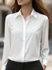 2026 Sitio Independiente Deseo Artículo Más Vendido de Amazon Camisa Versátil de Manga Larga de Color Sólido para Otoño con Cuello de Solapa Camisa de Satén para Mujer
