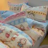 Conjunto de Roupa de Cama de Quatro Peças Milk Velvet Novo de Alto Peso, Extra-Espesso, Macio e Fofo - Estilo Fair Isle