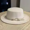 Chapéu de lã estiloso de aba larga estilo britânico, chapéu bucket vintage versátil e elegante, chapéu unissex de copa reta
