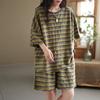 Conjunto de dos piezas elegante e informal de verano para mujer, de talla grande, a la moda, con camiseta de manga corta a rayas y pantalones cortos, holgado y adelgazante.