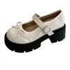 2026 Primavera/Outono Novos Sapatos Pequenos de Couro com Salto Baixo e Grosso Laço Estilo Britânico Bico Redondo Boca Rasa Uniforme Escolar Sapatos Femininos