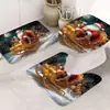 Capacho Decorativo de Natal, Tapete de Chão para Banheiro, Tapete de Pé para Vaso Sanitário em Forma de U, Tapete Antiderrapante, Conjunto de Três Peças, Tapete Absorvente de Flanela