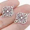 Conector de nota musical em forma de cruz, design floral geométrico vazado, acessórios de joias para pulseira e colar vintage de prata antiga DIY