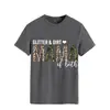 Camiseta de mujer con cuello redondo y letras de estilo europeo y americano de la estación independiente de Amazon, camiseta de manga corta con estampado GLITTER DIRT