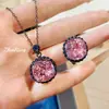 Nuevo Conjunto Rosa de Diamantes Cuadrados Gruesos Estilo Oscuro, Anillo Personalizado de Oro Negro, Collar Colgante Femenino, Tesoro de Color Diamante de Alto Carbono