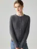 Suéter 100% Caxemira Pura Feminino Gola Redonda Trançado Cardigã Roupa Externa Quente Slim Fit Temperamento Casual Versátil Malharia