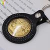 Chaveiro Porta Moedas de Ouro Redondo de Couro Bolsa Portátil Capa Protetora para Moeda de Ouro de Comemoração Bolsa para Moeda de Ouro de Couro PU