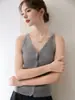 Outono Inverno 2026 Novo Cardigan de Cashmere Feminino Gola V Sem Mangas Tricô Colete Colete Ajustado ao Corpo Suéter Peça de Roupa Exterior