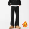 Pantalones Casuales Negros para Hombre Otoño e Invierno Marca de Moda Dosing Pantalones Rectos Holgados con Forro Polar Moda Tallas Grandes Pantalones Deportivos de Pierna Ancha