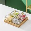 Plato de Frutas de Cristal para el Hogar Sala de Estar Mesa de Centro Colocación de Snacks Snack Dulcero Frutero de Cuatro Compartimentos