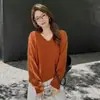 Suéter de lana para mujer, suéter con forro polar, suéter de punto liso de ajuste holgado para otoño e invierno, capa base, top de cachemira, estilo moderno, fabricante