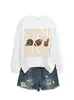 Amazon eBay sitio independiente moda cómoda versátil mujer temporada de fútbol cuello redondo manga larga sudadera