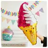 Balões Metalizados Fofos com Tema de Comida, Balões Metalizados de Rosquinha, Sorvete e Pipoca, Decoração de Fundo para Festa de Aniversário Infantil, Adereços para Cabine de Fotos para Festa com Tema Doce