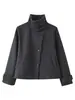 Nueva colección de otoño: Abrigo corto de moda y casual para mujer, estilo europeo y americano, de corte holgado, con cuello alto