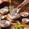 Louça de Mesa de Cerâmica Japonesa Huohuo Criativa para Uso Doméstico Conjunto de Pratos Elegante Bonito Tigela de Arroz Prato Colher Doméstico Cor Sob Esmalte