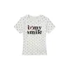 Camiseta de Manga Corta con Estampado de Letras Retro Americana para Mujer, Nuevo Diseño de Verano, Top Corto Ajustado de Lunares