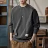 Sudadera de Punto con Bloques de Color Patchwork Estilo Otoño-Invierno Americana Resistente para Hombre, Corte Holgado Tendencia Marca Diseño, Chaqueta de Moda de Punto Cuello Redondo