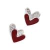 Pendientes de plata de ley S925 con forma de corazón rojo Ancora para mujer, con diamantes de doble cara, elegantes, modernos y de moda.