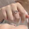 Plata S925 Chapada en Cobre Blanco Lindo Anillo Suelto de Gatita Kt para Niña Collar de Dibujos Animados de Chica Suave Mejor Amiga de Mujer Simple para Novia