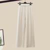 Conjunto Pequeno Feminino Outono Inicial Estilo Coreano Tricô Curto Tricô Calça de Cintura Alta de Comprimento Total Wide-Leg Conjunto Casual de Duas Peças
