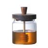 Frasco de Miel de Vidrio Transparente de Alto Borosilicato con Tapa de Madera Simple y Palo para Remover, Frasco para Almacenar Alimentos para Mermelada con Sello