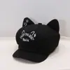 Gorra de béisbol bordada con orejas de gato para mujer, lindo estilo otoño e invierno, adecuada para cabezas grandes, hace que la cara se vea más pequeña, sombrero versátil de copa suave
