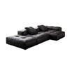 Sofá Modular de Couro Designer Normcore Sofá Moderno de Canto Quadrado Simples Vila Italiana Sofá Pixel Preto