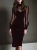 Vestido Elegante de Malha Patchwork com Manga Longa para Mulheres, Estilo Socialite, Europeu e Americano, Vendido na Amazon