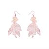 Aretes Finos de Metal con Grabado de Computadora Pieza de Flor de Cobre Oro Rosa Brillante Pendientes de Pez Dorado Estilo Chino Rico para Mujer