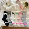 Calcetines de Color Sólido para Primavera y Otoño Calcetines de Longitud Media para Niños Algodón Calcetines Afelpados de Otoño e Invierno Medias Hilo Grueso Calcetines con Lazo de Oreja de Madera Encaje