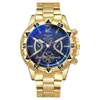 Explosiones Transfronterizas Moda Azul Esfera Luminosa Reloj Dorado Reloj para Hombre Reloj para Hombre Reloj de Cuarzo Correa de Acero Fabricantes de Relojes En stock