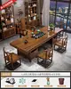 Juego Grande de Mesa de Té y Sillas de Madera Maciza, Una Mesa y Cinco Sillas, Mesa de Té de Estilo Chino Nuevo, Adecuado para Oficina o Uso en Casa, Estación para Preparar Té