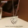 Accesorios de Colgante de Collar de Amor en Forma de Corazón de Acero de Titanio para Mujer, Apilable, Estilo de Alta Gama Otoño e Invierno, Cadena para Clavícula de Acero Inoxidable Incrustada con Circonita