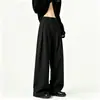 Pantalones casuales estilo old money americano, silueta en A, pantalones rectos holgados de pierna ancha para hombre, fluidos, modernos, plisados, otoño